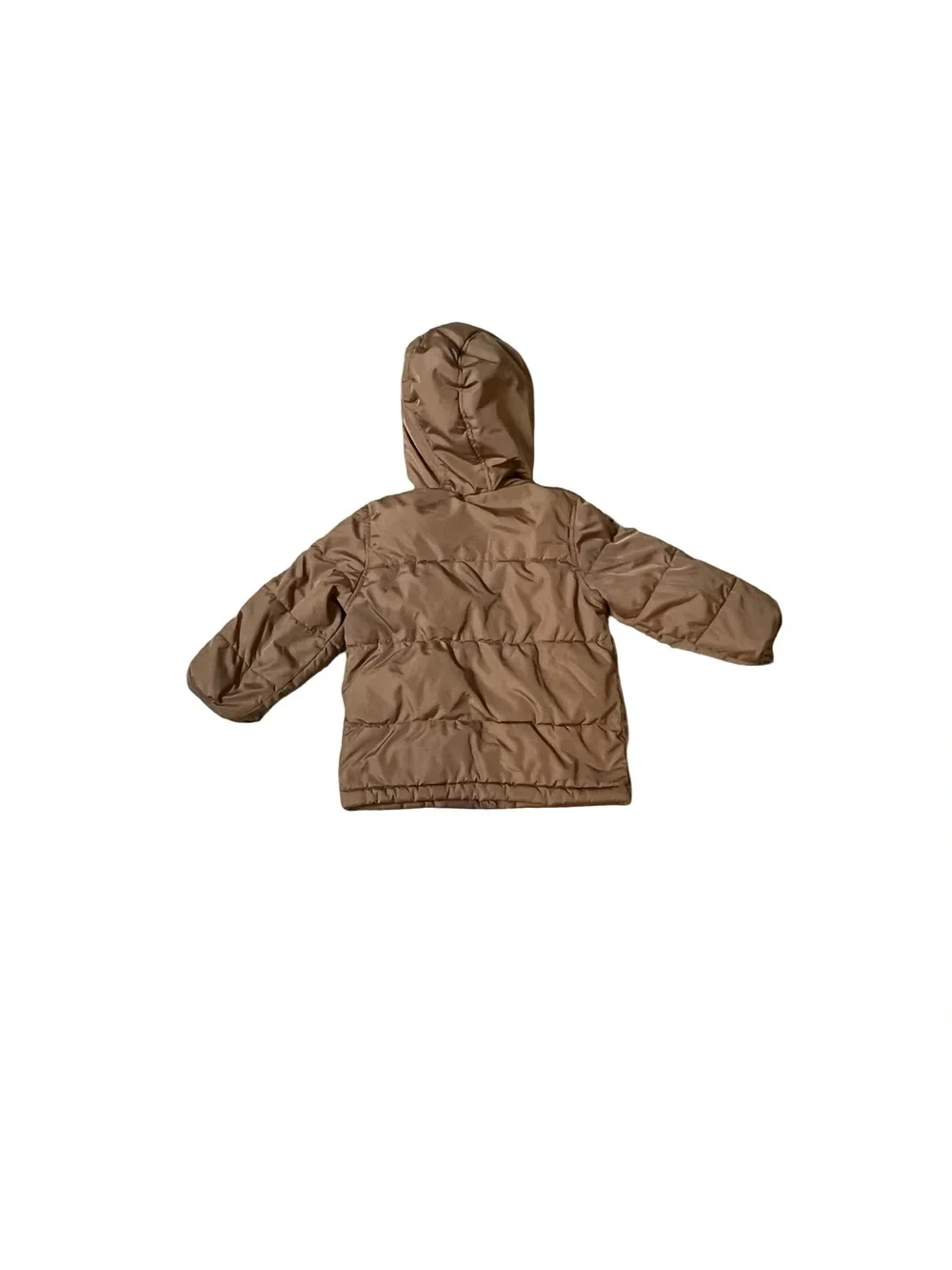 Old Navy Toddler Boys Brown Hooded Puffer Jacket Size 3T Lightweight Winter Coat